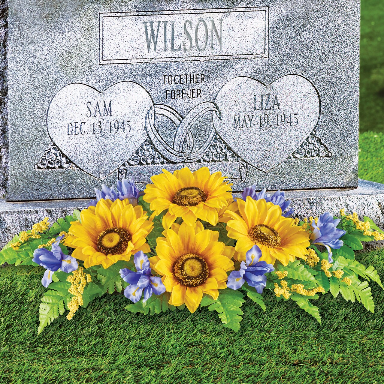 Collections Etc Artificial Sunflowers and Greenery Memorial Stake